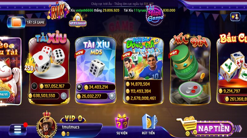 Khám phá danh mục game mới RIKVIP có gì HOT
