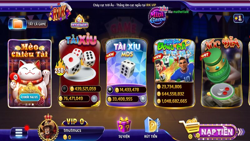 Hướng dẫn nạp tiền RIKVIP – Cổng game đậm chất Mỹ
